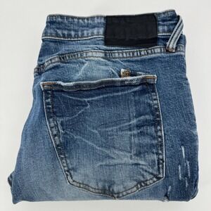 PRPS Men Blue Distressed Stretch Denim Jeans 40x33 Windsor Tapered Skinny Fit
